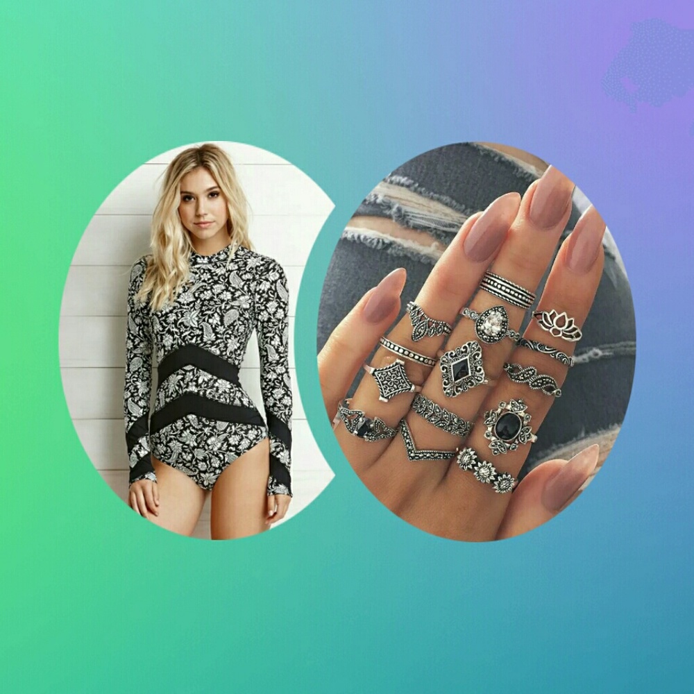🔥💥😎😲Long Sleeve Swimwear ring set combo